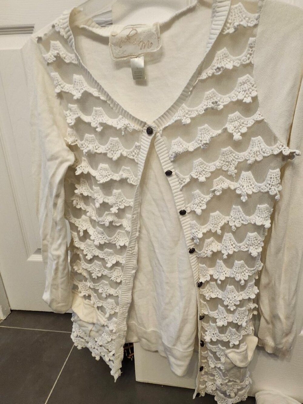 Vintage Anthropologie ruffle front cardigan